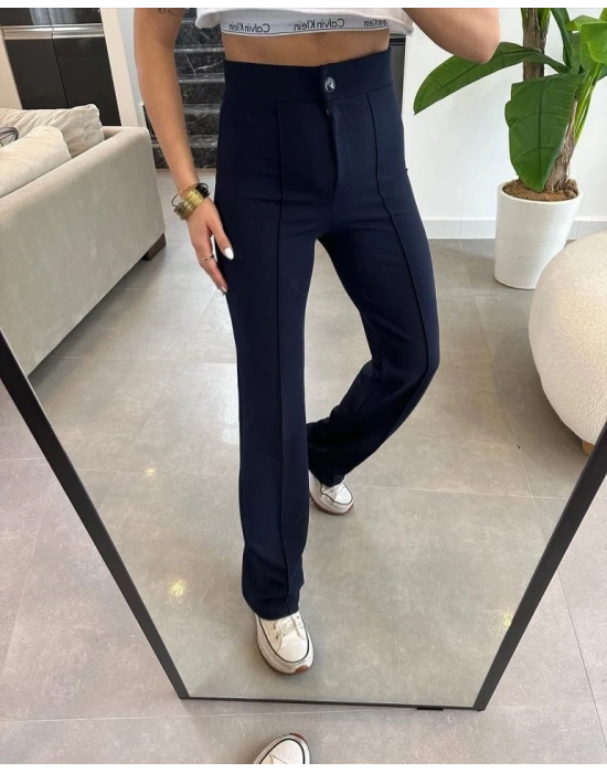 Kadın Yüksek Bel Full Likralı Krep Kumaş Pantolon