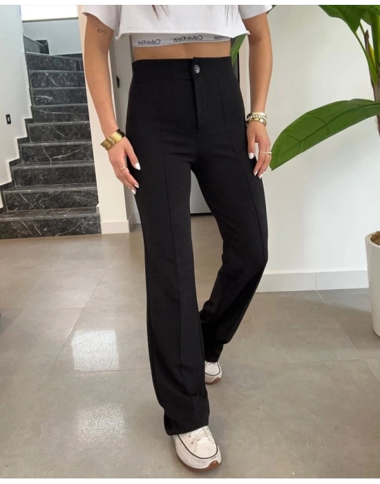 Kadın Yüksek Bel Full Likralı Krep Kumaş Pantolon