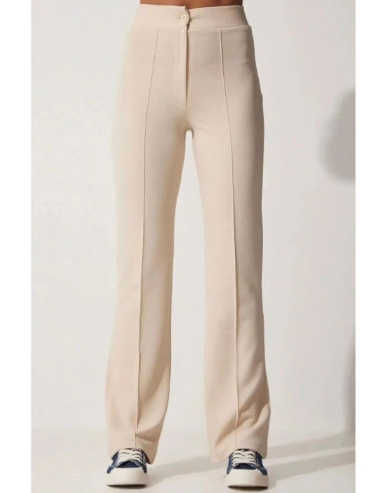 Kadın Yüksek Bel Full Likralı Krep Kumaş Pantolon