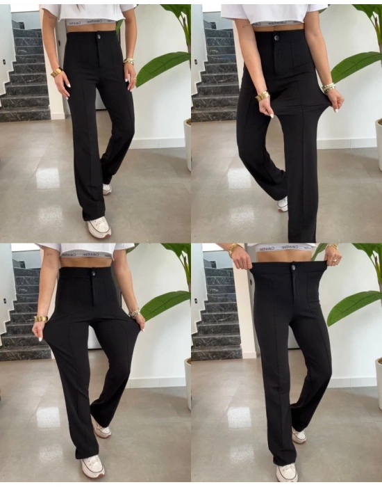 Kadın Yüksek Bel Full Likralı Krep Kumaş Pantolon