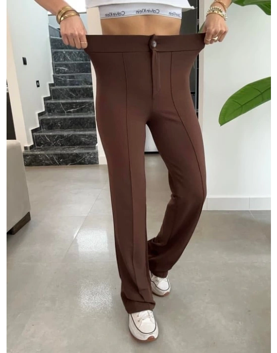 Kadın Yüksek Bel Full Likralı Krep Kumaş Pantolon