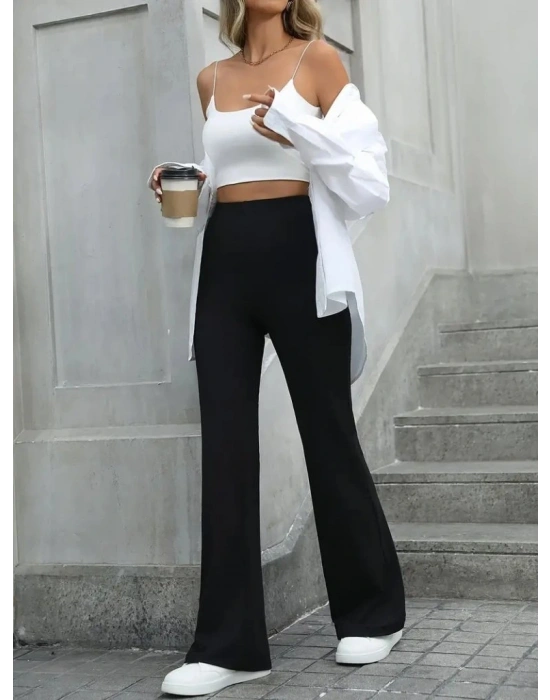 Kadın Yüksek Bel Geniş Paçalı Dalgıç Tayt