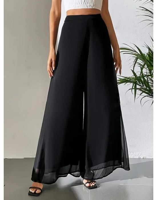 Kadın Yüksek Bel Geniş Paçalı şifon Pantolon