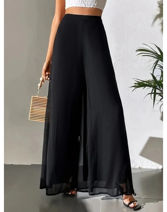 Kadın Yüksek Bel Geniş Paçalı şifon Pantolon