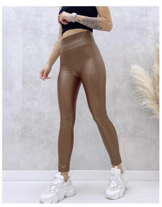 Kadın Yüksek Bel Içi şardunlu Deri Tayt