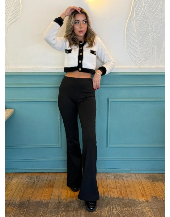 Kadın Yüksek Bel Ispanyol Paça Dalgıç Pantolon