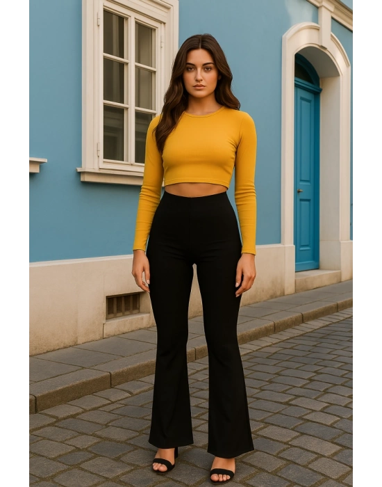 Kadın Yüksek Bel Ispanyol Paça Dalgıç Tayt