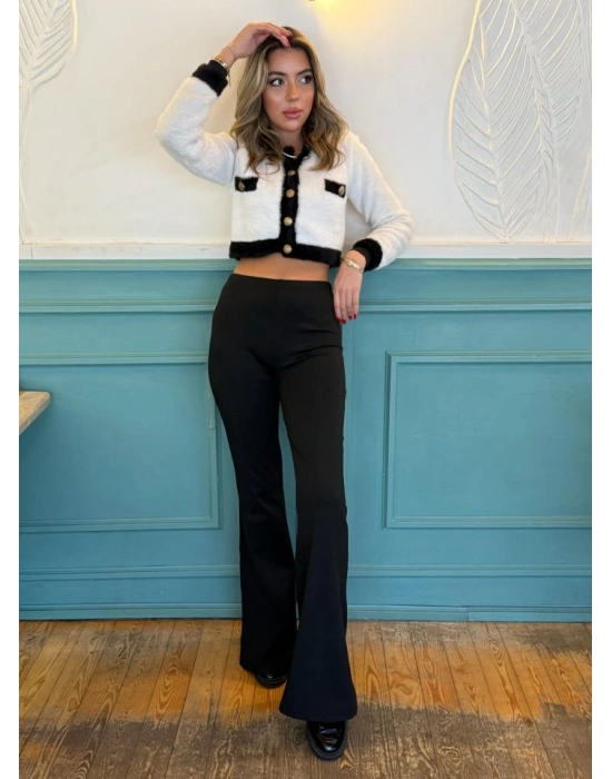 Kadın Yüksek Bel Ispanyol Paça Dalgıç Tayt