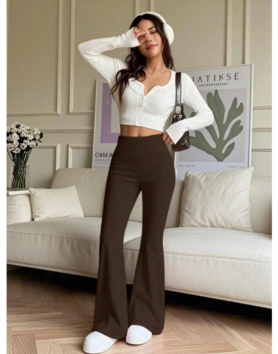 Kadın Yüksek Bel Ispanyol Paçalı Pantolon Tayt