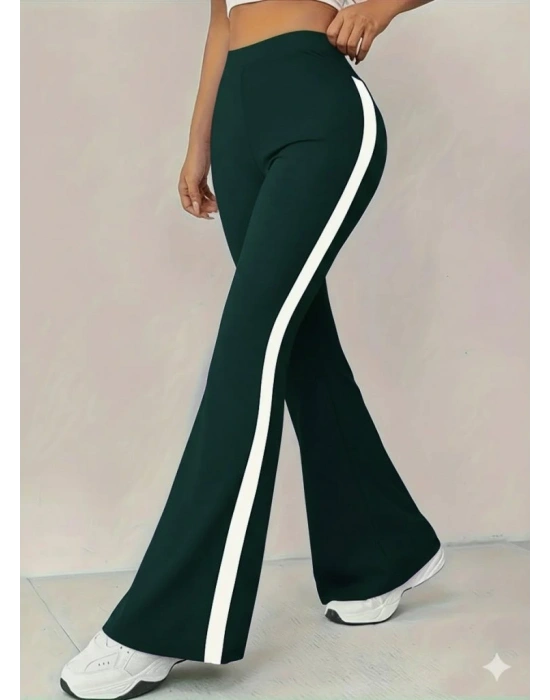 Kadın Yüksek Bel İspanyol Paçalı Yanlardan şerit Detaylı Dalgıç Tayt Pantolon