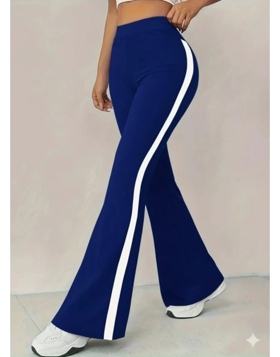 Kadın Yüksek Bel İspanyol Paçalı Yanlardan şerit Detaylı Dalgıç Tayt Pantolon