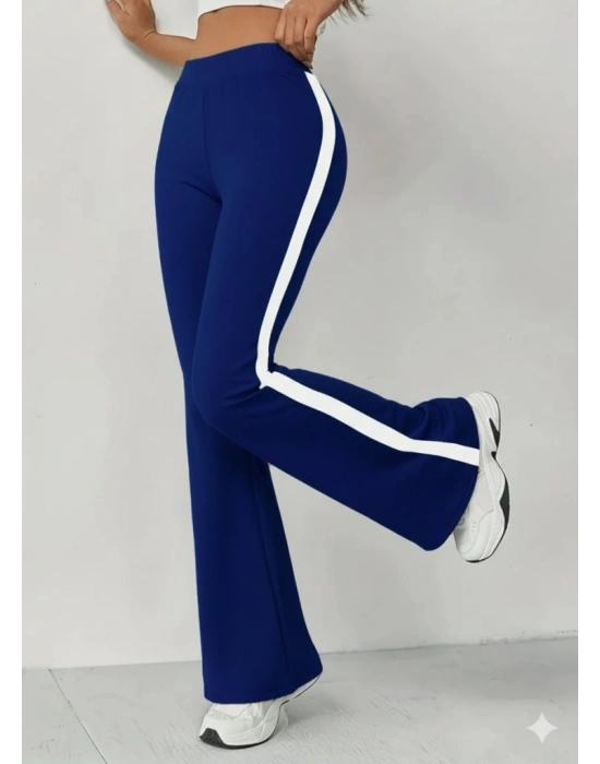 Kadın Yüksek Bel İspanyol Paçalı Yanlardan şerit Detaylı Dalgıç Tayt Pantolon