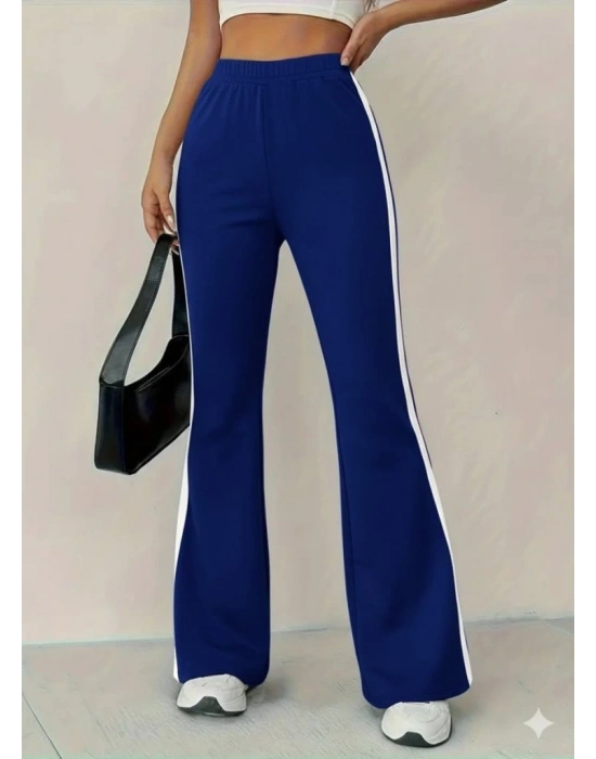 Kadın Yüksek Bel İspanyol Paçalı Yanlardan şerit Detaylı Dalgıç Tayt Pantolon