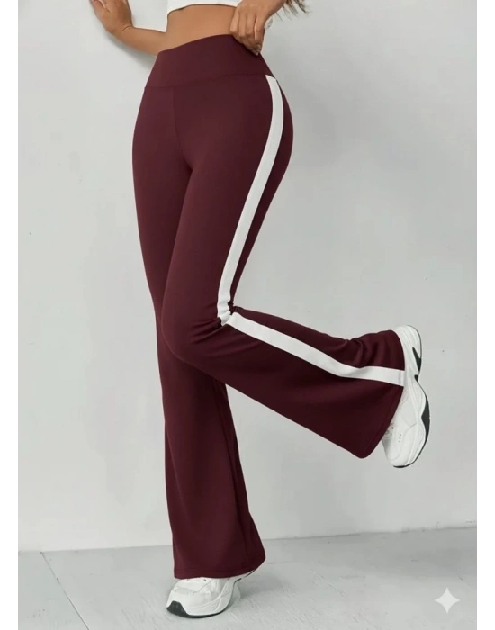 Kadın Yüksek Bel İspanyol Paçalı Yanlardan şerit Detaylı Dalgıç Tayt Pantolon