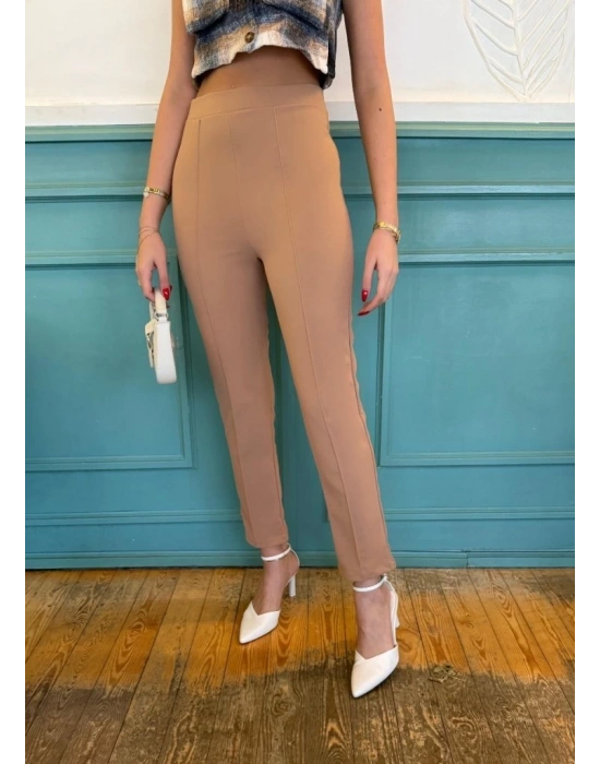 Kadın Yüksek Bel Ithal Krep Pantolon