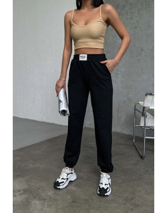 Kadın Yüksek Bel Lastik Ve Atma Detay Eşofman Altı