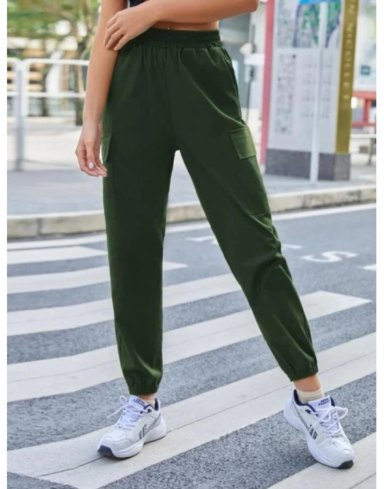 Kadın Yüksek Bel Lastik Ve Cep Detay Iki Iplik Kumaş Eşofman Altı