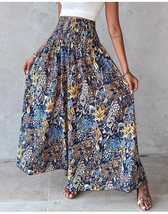 Kadın Yüksek Bel Lastikli Desenli Süprem Pantolon