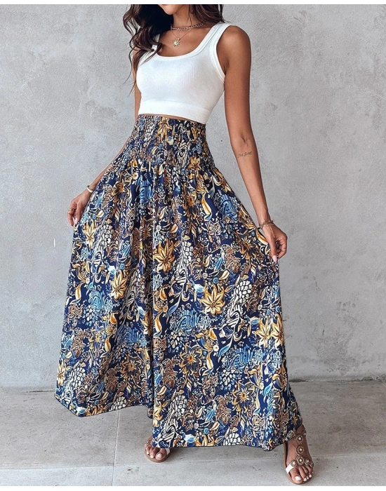 Kadın Yüksek Bel Lastikli Desenli Süprem Pantolon