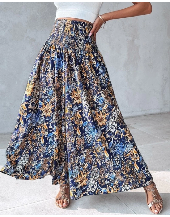 Kadın Yüksek Bel Lastikli Desenli Süprem Pantolon