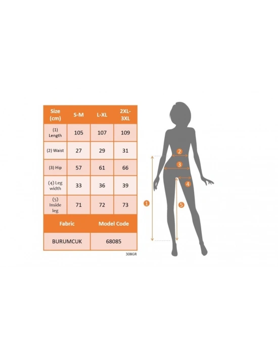 Kadın Yüksek Bel Lastikli önden Iki Parçalı Desenli Bürümcük Pantolon