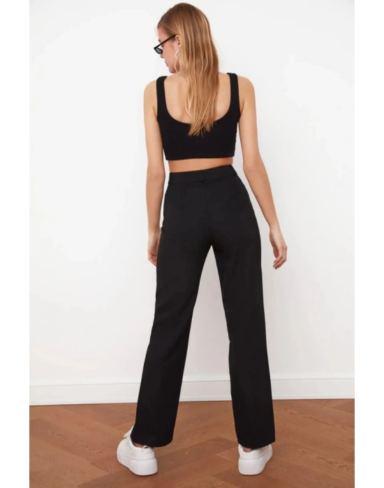 Kadın Yüksek Bel Nervurlu Ithal Krep Pantolon