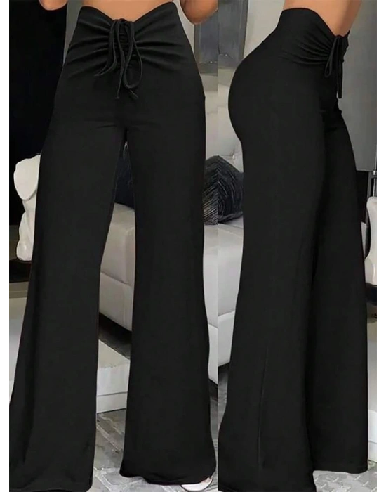 Kadın Yüksek Bel önden Büzgülü Ispanyol Ithal Krep Pantolon