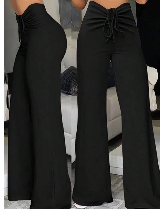 Kadın Yüksek Bel önden Büzgülü Ispanyol Ithal Krep Pantolon