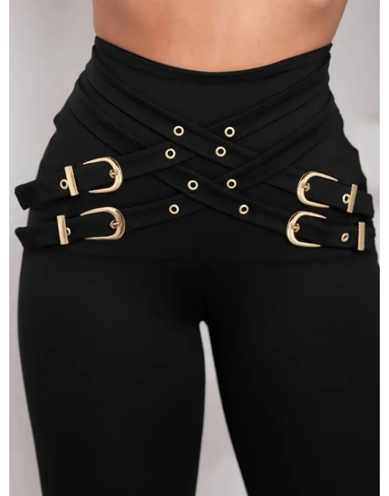 Kadın Yüksek Bel önden çapraz Kuş Göz Detaylı Dalgıç Tayt