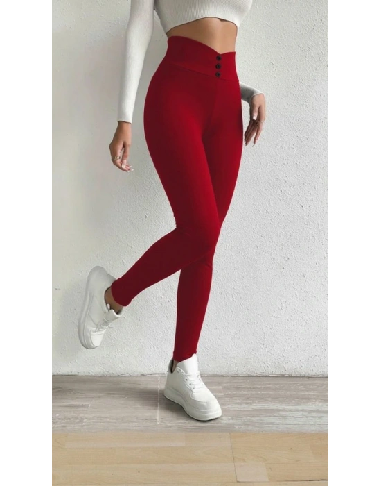 Kadın Yüksek Bel önden Düğmeli Dalgıç Tayt