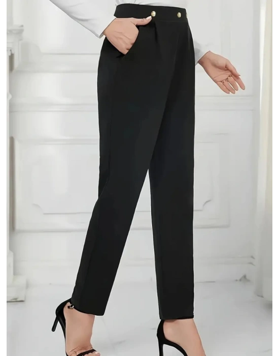 Kadın Yüksek Bel önden Düğmeli Ithal Krep Pantolon