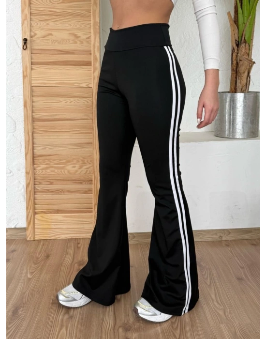 Kadın Yüksek Bel şerit Detaylı Ispanyol Paçalı Dalgıç Pantolon