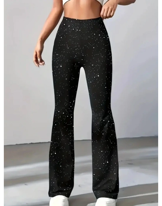 Kadın Yüksek Bel Taşlı Dalgıç Tayt