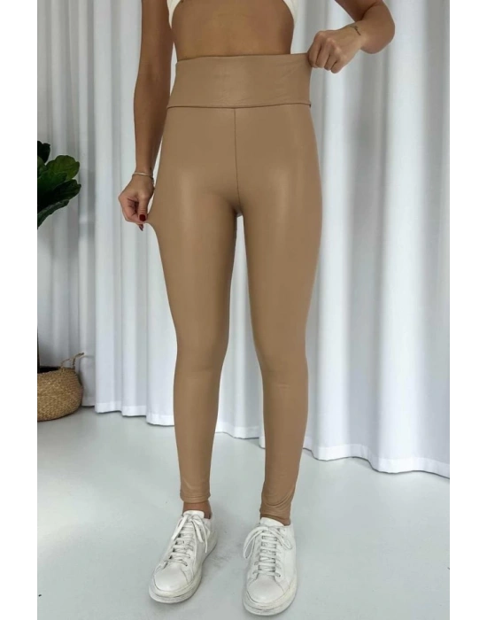 Kadın Yüksek Bel Toparlayacı Içi şardonlu Tam Kalıp Deri Tayt