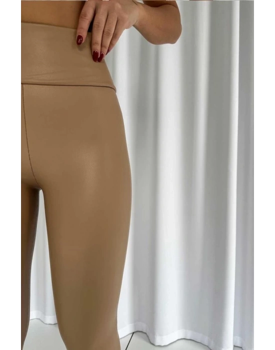 Kadın Yüksek Bel Toparlayacı Içi şardonlu Tam Kalıp Deri Tayt