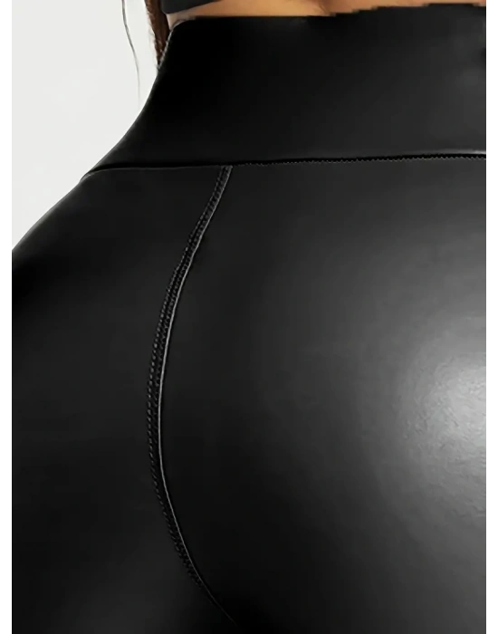 Kadın Yüksek Bel Toparlayacı Içi şardonlu Tam Kalıp Deri Tayt