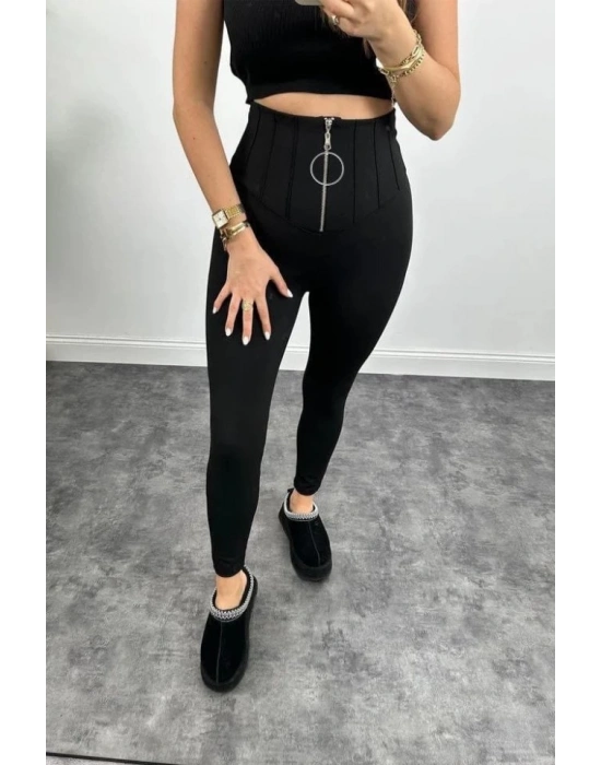 Kadın Yüksek Bel Toparlayıcı Korse Detay Dalgıç Kumaş Tayt