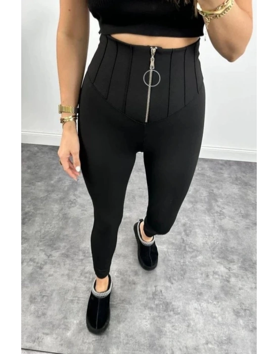 Kadın Yüksek Bel Toparlayıcı Korse Detay Dalgıç Kumaş Tayt