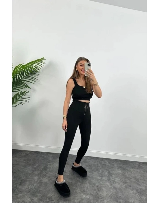 Kadın Yüksek Bel Toparlayıcı Korse Detay Dalgıç Kumaş Tayt