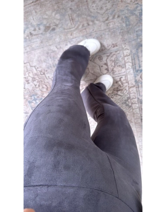 Kadın Yüksek Bel üet Kumaş Ispanyol Paça Detay Pantolon