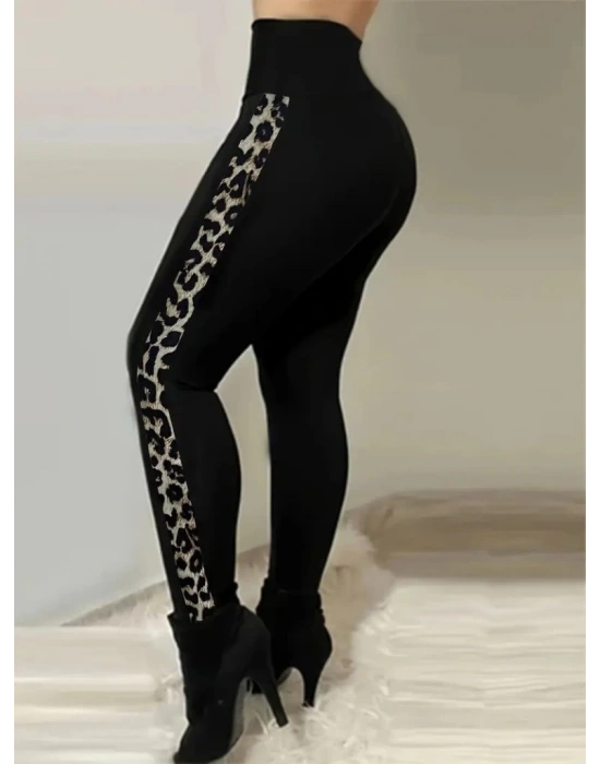 Kadın Yüksek Bel Yan şerit Detaylı Dalgıç Tayt