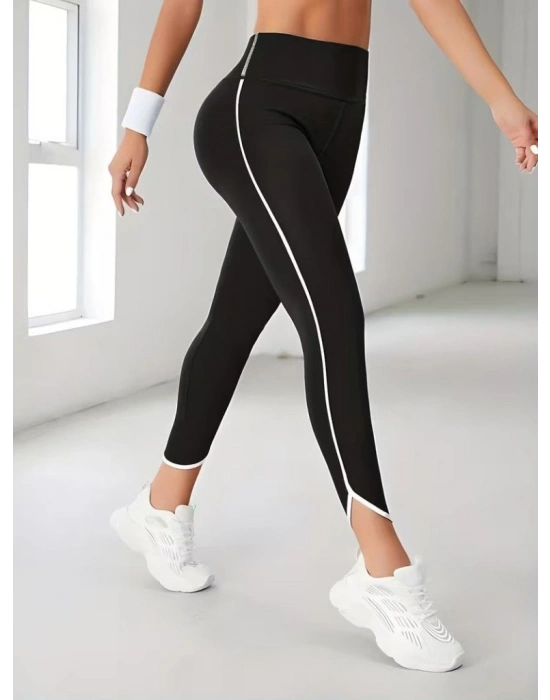 Kadın Yüksek Bel Yan şerit Detaylı Dalgıç Tayt