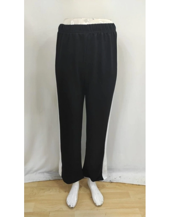 Kadın Yüksek Bel Yan şerit Detaylı Yırtmaçlı Viskon Iki Iplik Pantolon