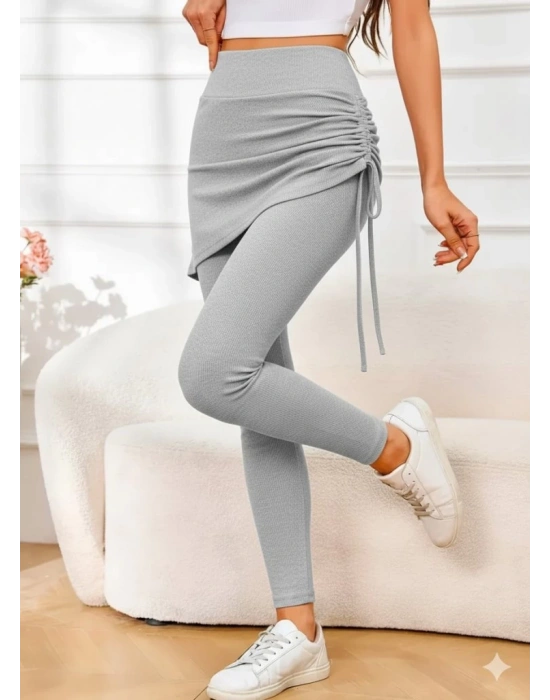 Kadın Yüksek Bel Yandan Büzgülü Alttan Uzun Kaşkorse Tayt Etek