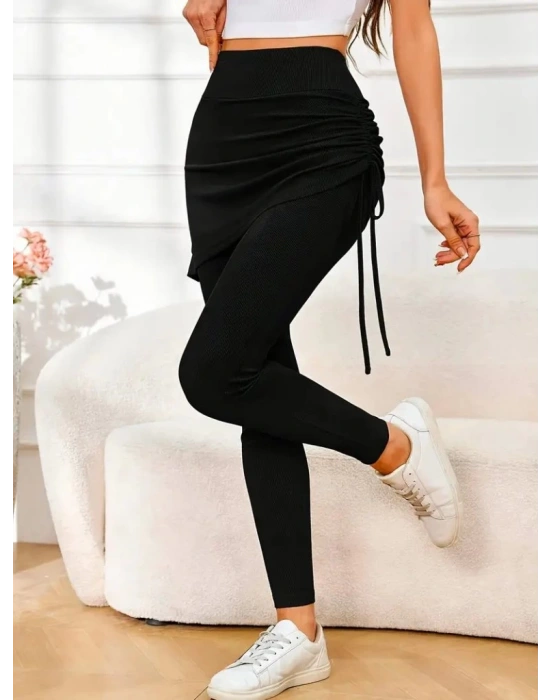 Kadın Yüksek Bel Yandan Büzgülü Alttan Uzun Kaşkorse Tayt Etek