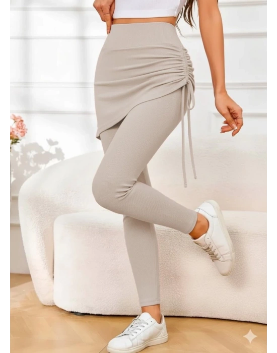 Kadın Yüksek Bel Yandan Büzgülü Alttan Uzun Kaşkorse Tayt Etek