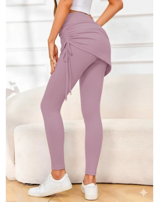 Kadın Yüksek Bel Yandan Büzgülü Alttan Uzun Kaşkorse Tayt Etek