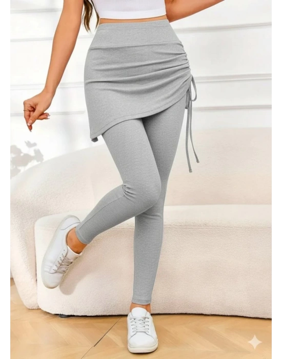 Kadın Yüksek Bel Yandan Büzgülü Alttan Uzun Kaşkorse Tayt Etek