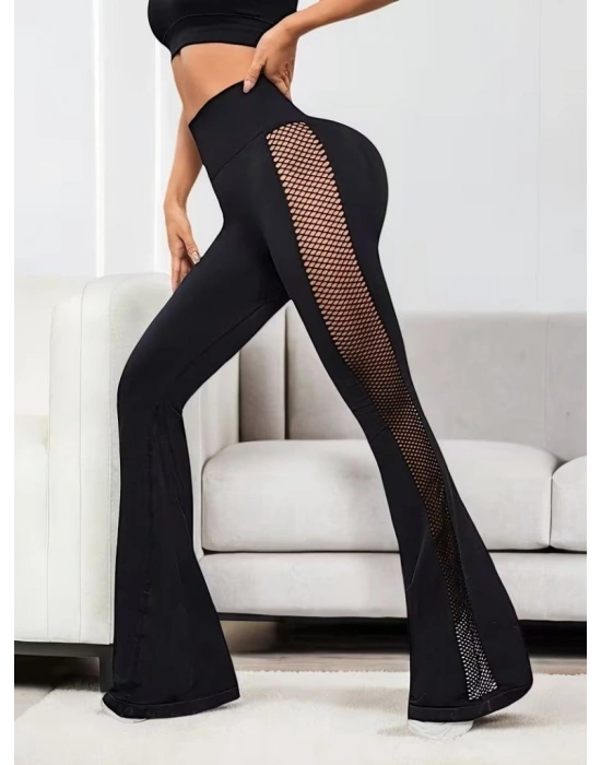 Kadın Yüksek Bel Yandan File Görünümlü Dalgıç Tayt