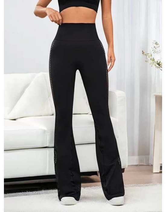 Kadın Yüksek Bel Yandan File Görünümlü Dalgıç Tayt